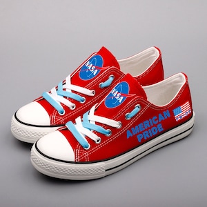 American Pride Sneakers: NASA Red Canvas Low Tops