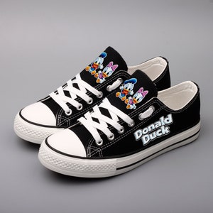 Zapatos del Pato Donald, Zapatillas, Zapatos negros, Impreso, Regalo, Bugs Bunny, Pato Daisy, Goofy, Plutón, Boda, Dibujos animados, Huey, Dewey, Louie