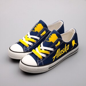 Alaska State Sneakers: Unisex Low Top Canvas Tennis Shoes
