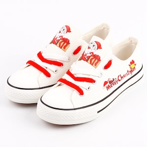 Christmas Canvas Sneakers: Unisex Holiday Print Tennis Shoes