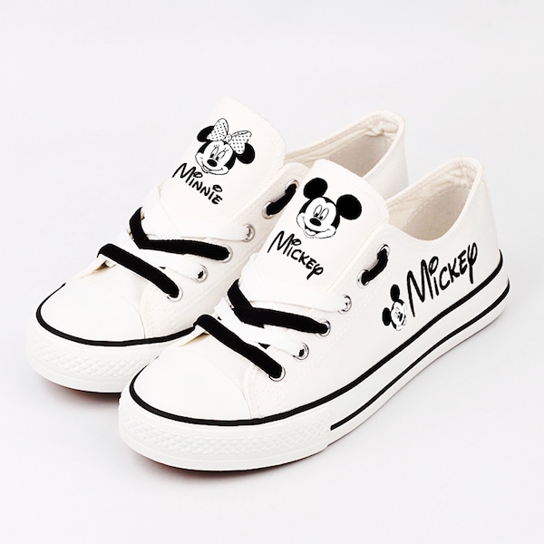 Mickey Mouse shoes, Mickey Mouse sneakers, Tennis shoes, Printed Shoes, Mickey, Sneakers, Gift, Couple, Wedding, Love, White, Cartoon Mouse