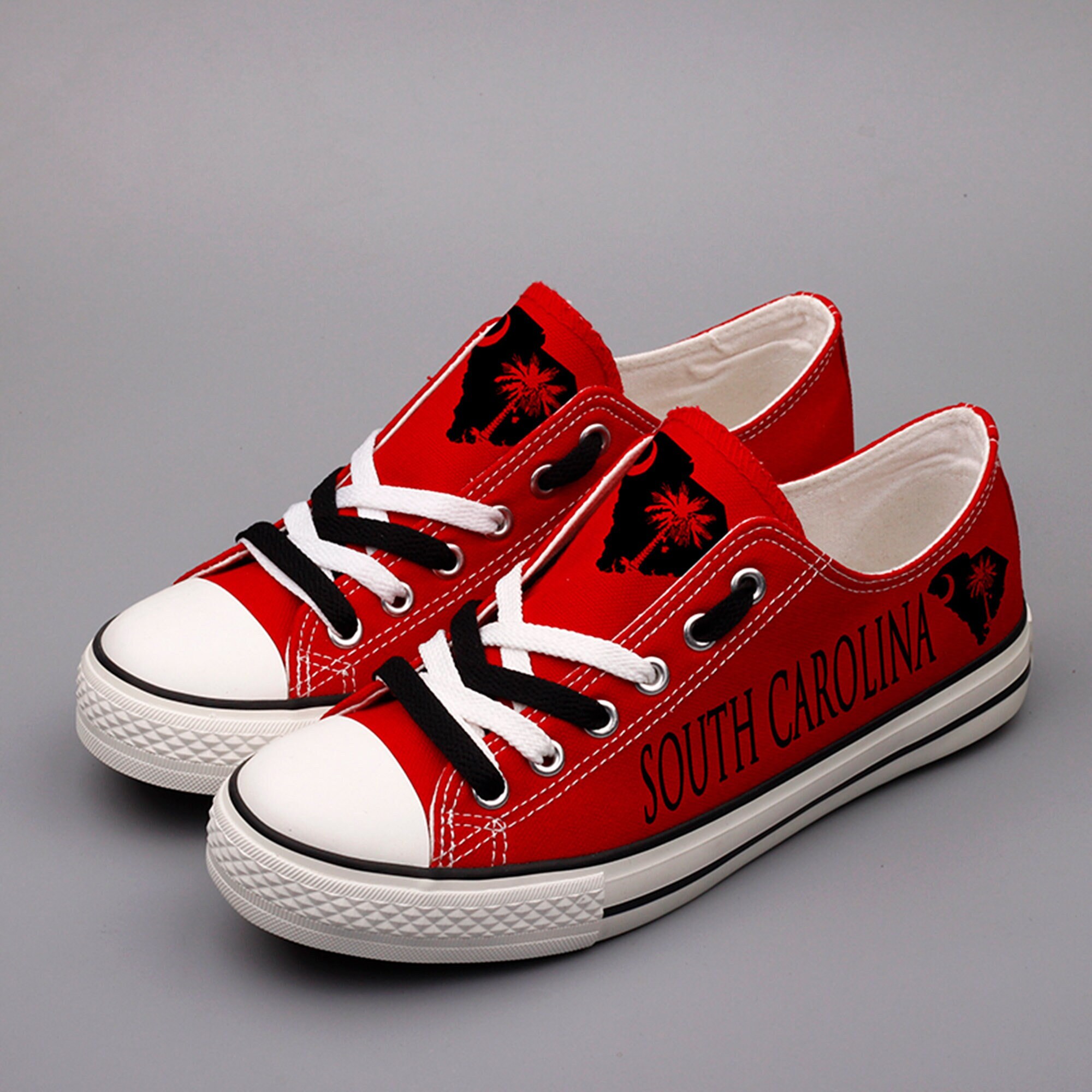 South Carolina State Pride Sneakers: Red Canvas Low Tops - Etsy display picture 3