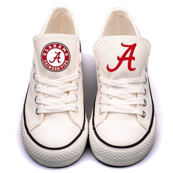 Alabama Crimson Tide Shoes University of Alabama Athletics Tennis Shoes Printed Shoes United States Gift White Low Tops NCAA Etsy UK