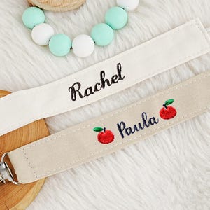 Pacifier Clip for Babies, Personalized Apple Pacifier Clip Holder, Embroiered Newborn Paci Clip, Pacifier Clip with Name, Baby Shower Gifts