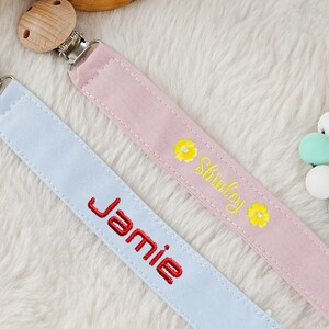 Yellow Flower Pacifier Clip, Personalized Pacifier Clip Holder, Embroiered Name Newborn Paci Clip,Pacifier Clip with Flower,Baby Shower Gift