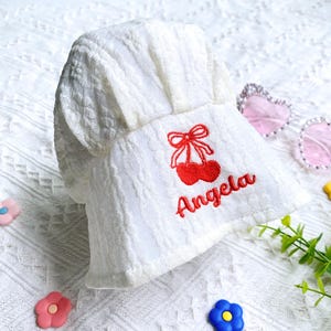 Cherry Bow Baby Hat, Personalized Baby Sun Hat, Toddler Girl/Boy Hat, Red Cherry Hat for Baby, Embroidered Hat with Name,0-18 Month Baby Hat