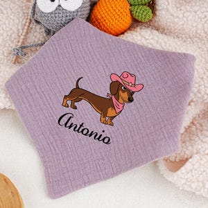 Cartoon Dog Baby Bib, Personalized Gauze Bib for Babies, Newborn Burp Cloth, , Bandana Drool Bib,Soft Cotton Bib with Name,Animal Mulish Bib