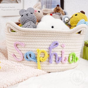 Personalisierter Baby-Aufbewahrungskorb, Benutzerdefinierter Babypartykorb, Baby-Spielzeugkorb, Babypartygeschenk, Osterkorb mit Namen, Seil-Baumwollkorb