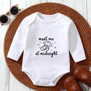 Meet Me at Midnight Romper,Funny Newborn Clothes, Baby Announcement Suit, Baby Bottle Bodysuit,Cute Baby Clothes,Autumn Outfit for Newborn