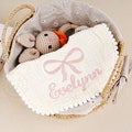 Monogram Baby Bib, Embroidered Name Baby Girl Bibs, Cute Bow Ruffle Bib for Baby, Personalized Name Cotton Bib, Newborn Bib,Baby Shower Gift product logo