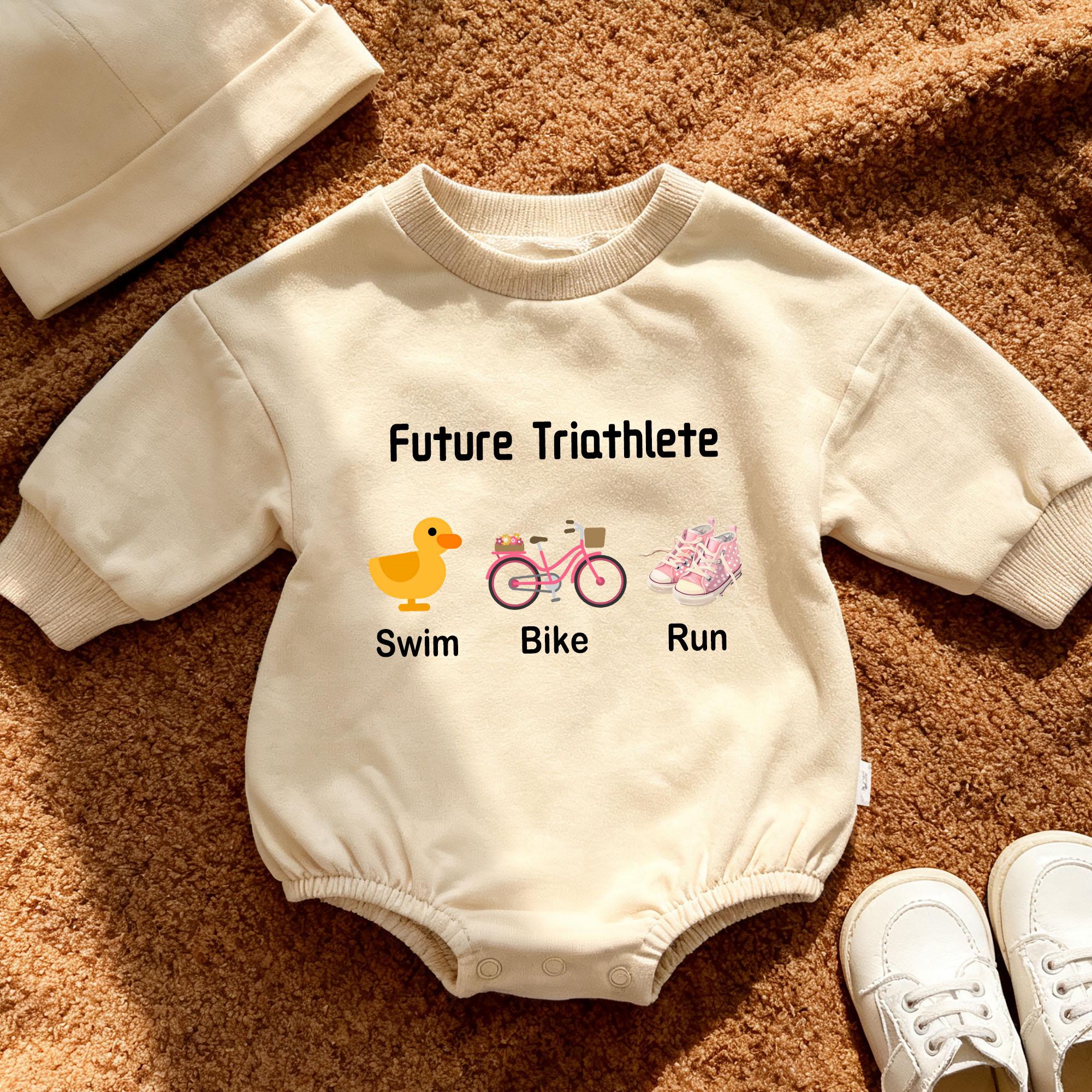 Swim Bike Run Triathlon Baby Bodysuit - Funny & Cute Newborn Onesie, Perfect Baby Shower Gift