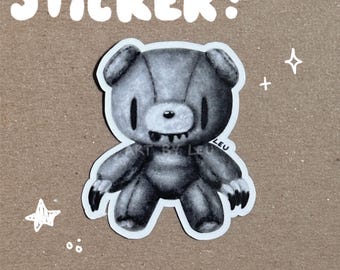 Gloomy Bear Glossy Sticker: Waterproof Laptop Decal
