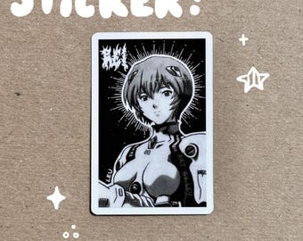 Rei Ayanami Fan Art Sticker: Glossy Waterproof Anime Decal