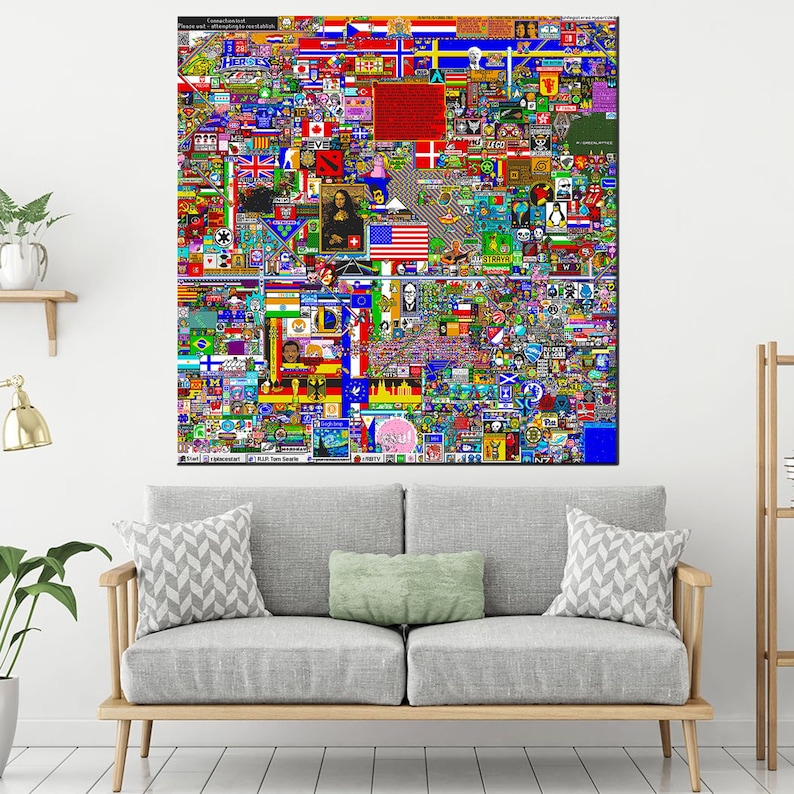 R Place Reddit 2022 Final Image Canvas Reddit Canvas Wall Etsy