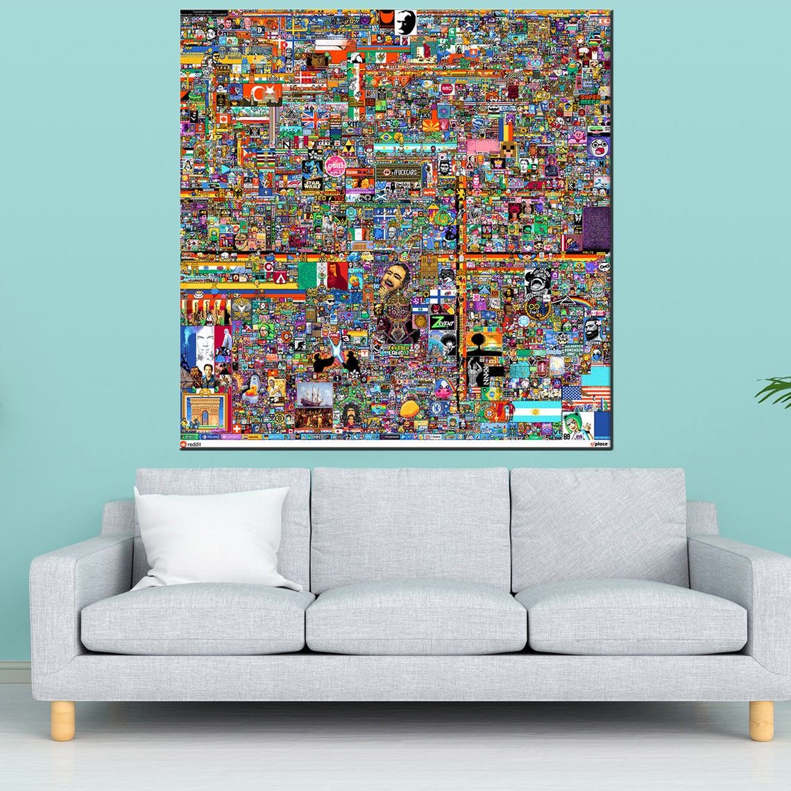 R Place Reddit 2022 Final Image Canvas Reddit Canvas Wall Etsy