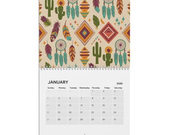 2026 Wall Calendar, Hippie Bohemian Thai Design