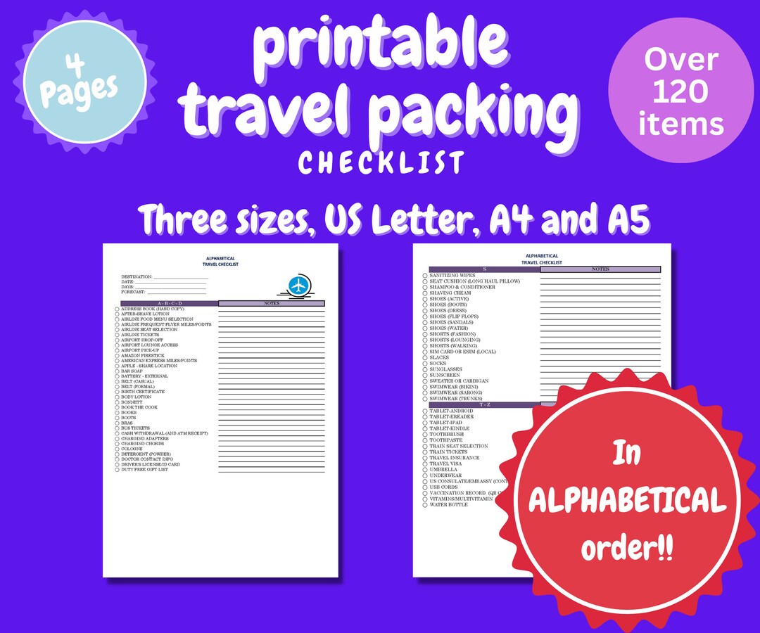 Afrocentric Digital Download Printable Travel Checklist for African ...