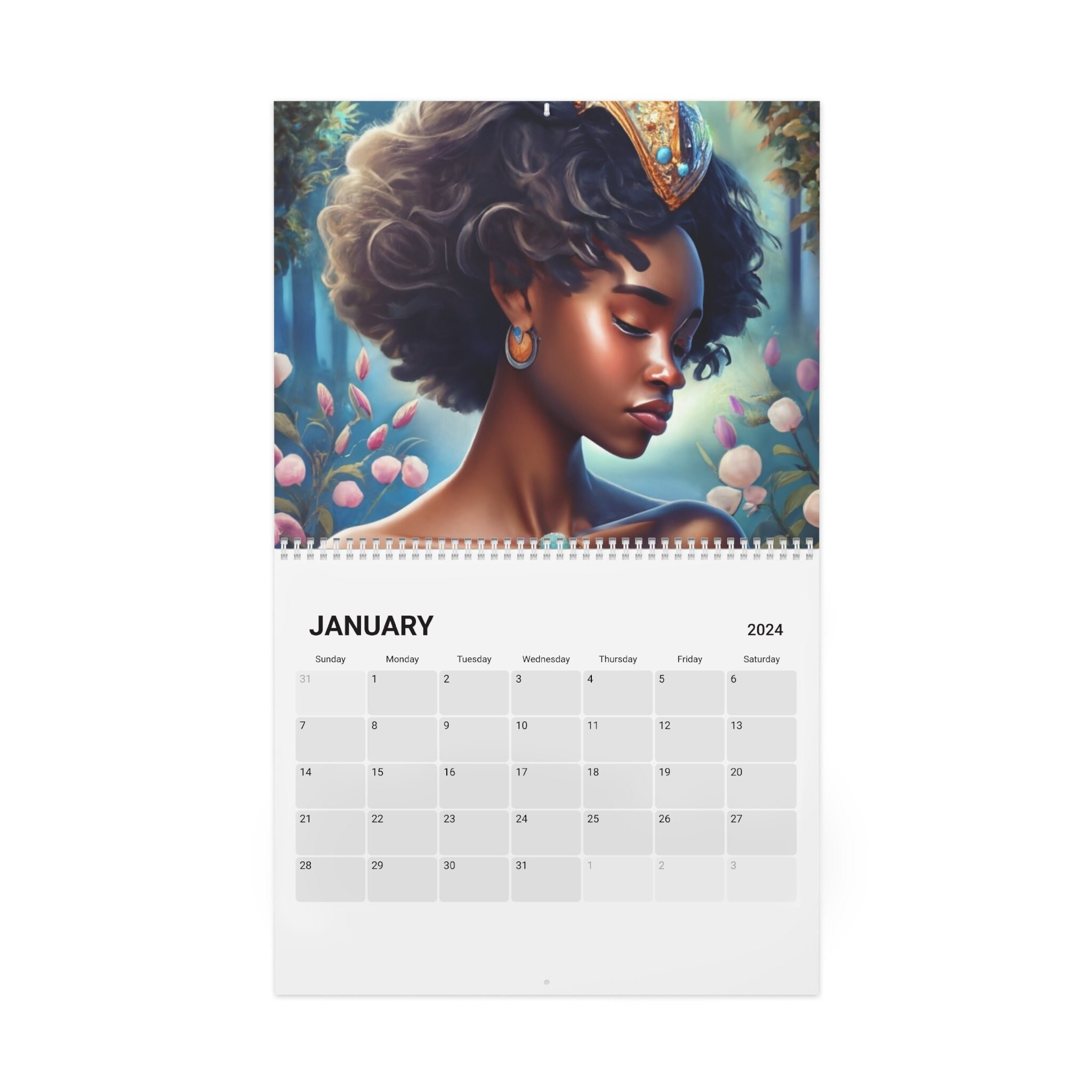 Black Princess Calendar 2024, Black Girl Magic Calendar, Black Girl Art