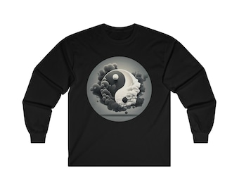 Yin Yang Duality Chinese Symbol Taoism - Long Sleeve Cotton Tee, T-shirt