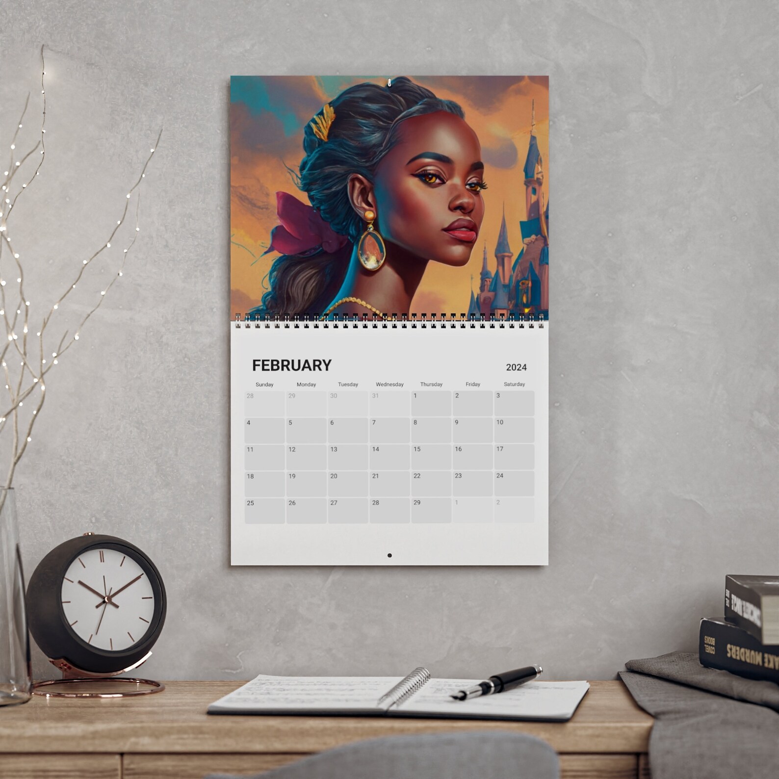 Black Princess Calendar 2024, Black Girl Magic Calendar, Black Girl Art