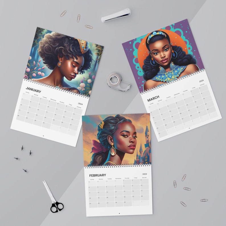 Black Princess Calendar 2024, Black Girl Magic Calendar, Black Girl Art