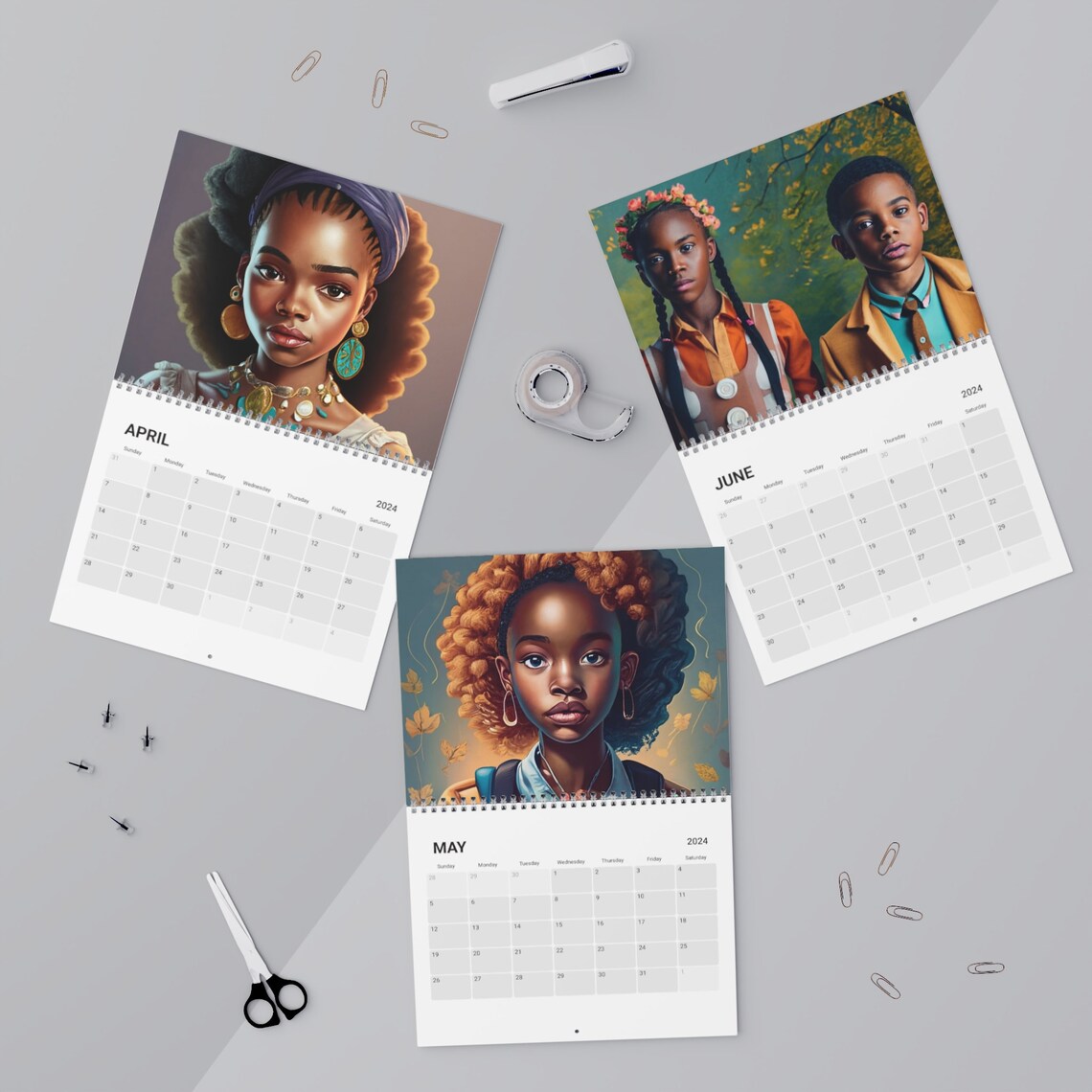 Black Princess Calendar 2024, Black Girl Magic Calendar, Black Girl Art