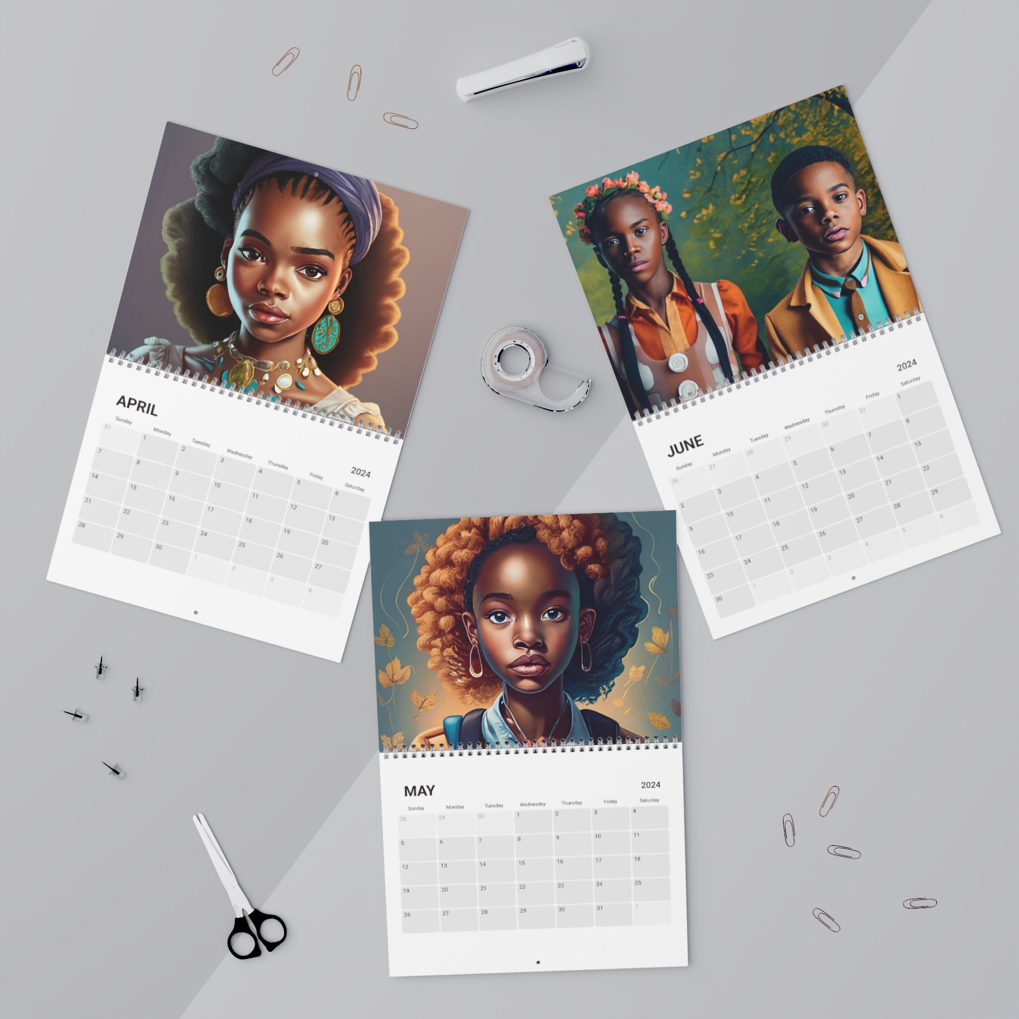 Black Princess Calendar 2024, Black Girl Magic Calendar, Black Girl Art