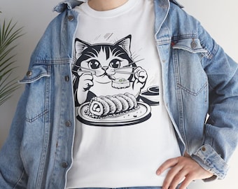 Cat Sushi T-Shirt, Japanese Manga Anime Style