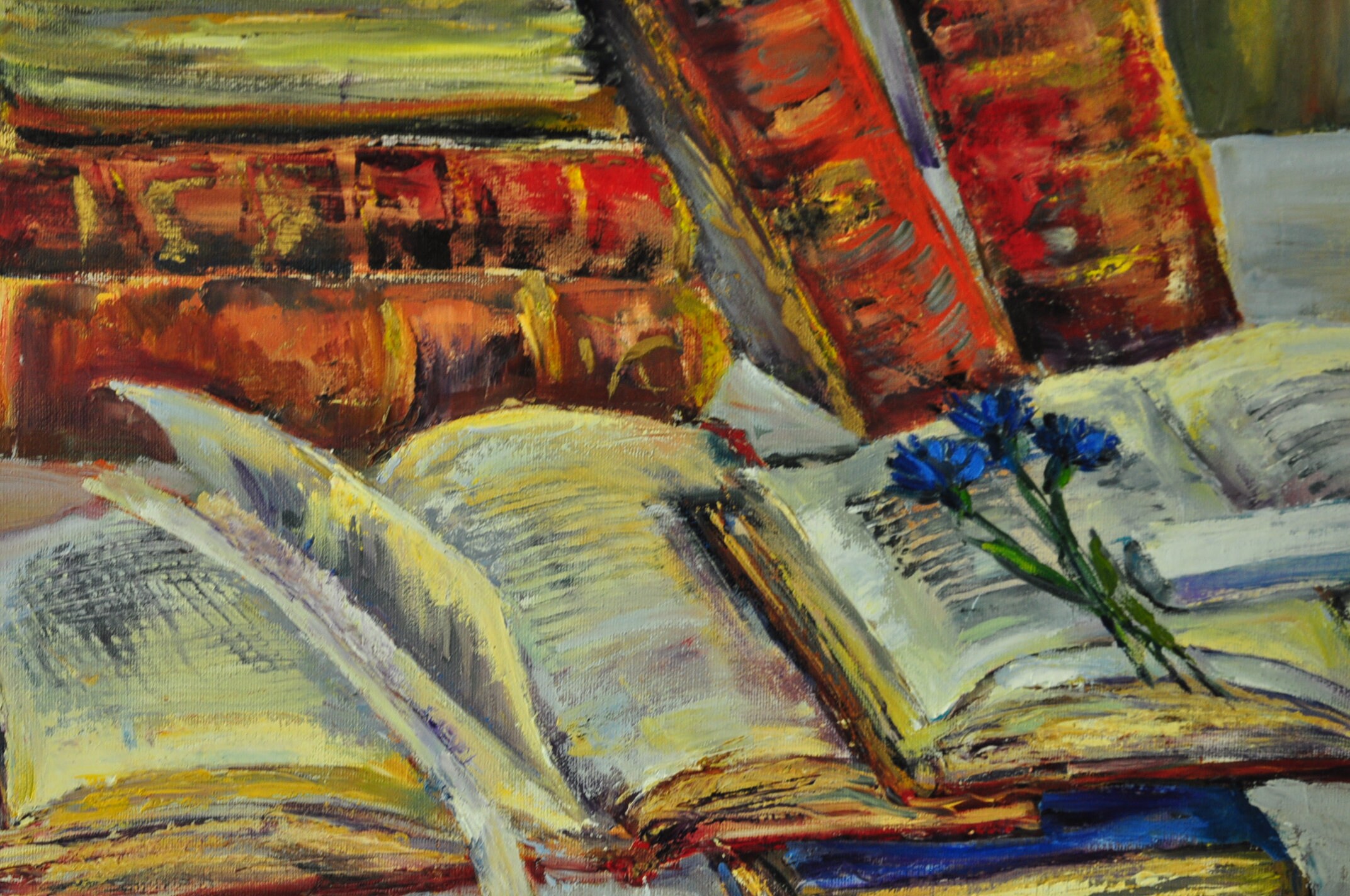 Modern Art.forgotten Books.still Life.hand Painted in Oil.original