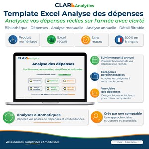 Analyse des Dépenses Excel (FR) – Suivi Mensuel & Annuel + Graphiques automatiques