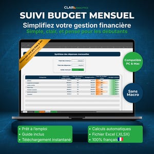 Excel月間予算スプレッドシート（フランス語版）基本バージョン – 支出追跡＋自動集計