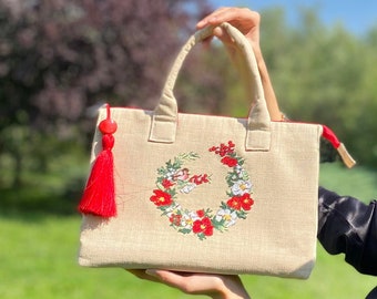 Crossstitch/Kanavice/Handtasche/Handtasche/Handtasche/Handgemachte Tasche/Personalisiertes Geschenk/Stickerei Tasche/Birtday Geschenk/Verarbeitungstasche/