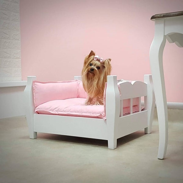 Holzbett für Hunde und Katzen, Haustiermöbel aus Holz, Hundebett aus Holz, Katzenbett aus Holz, Modell Pery Retro