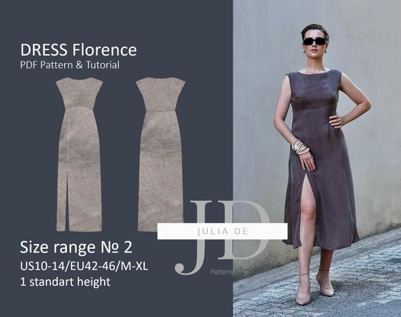 Florence dress M-XL(size range#2) PDF Sewing pattern & Tutorial|sleeveless dress pattern|women summer dress pattern|high waist dress pattern Florence dress M-XL(size range#2) PDF Sewing pattern & Tutorial|sleeveless dress pattern|women summer dress pattern|high waist dress pattern