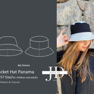 Bucket Hat Panama 47-57 Size PDF Sewing pattern & Tutorial