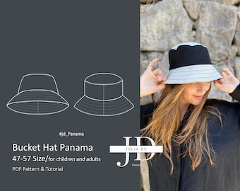 Bucket Hat Panama 47-57 Size PDF Sewing pattern & Tutorial