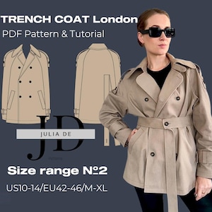 Trench Coat in Cropped Look, Short Trench Jacket With Two