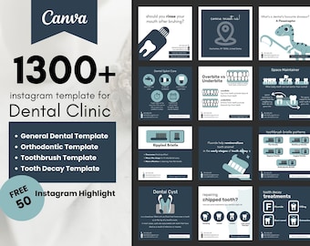 Ultimate Dental Template, Dental Clinic Instagram Template, Dentist Instagram Template, Dental Social Media Marketing, Canva Template