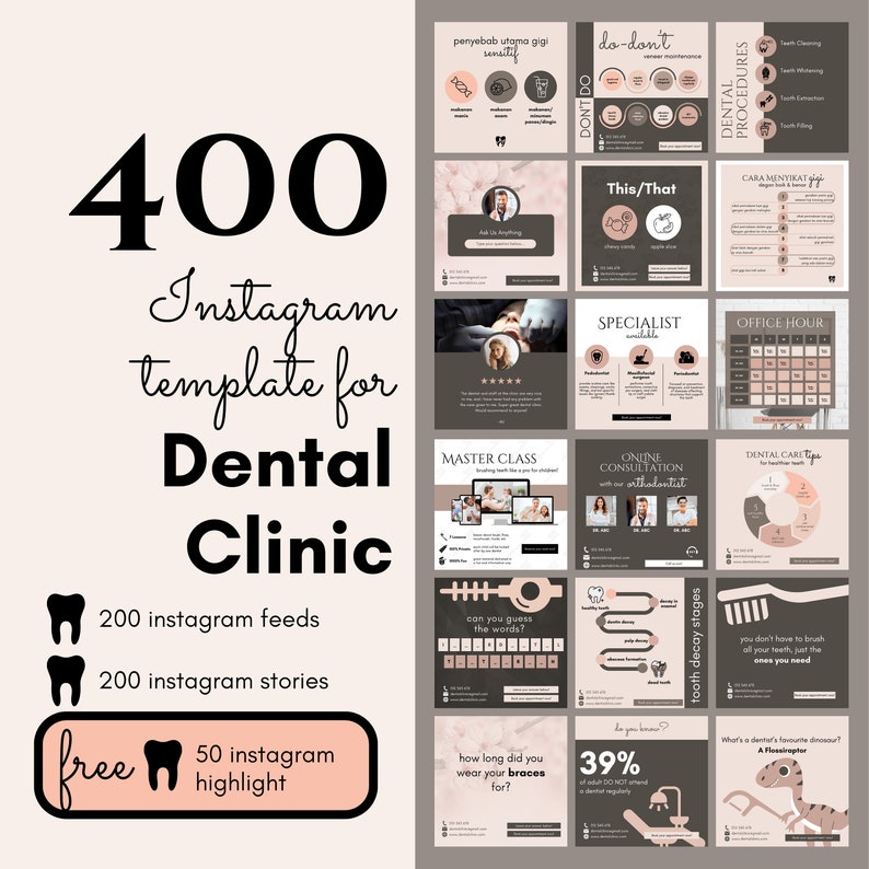 Dental Clinic Instagram Template Dentist Instagram Template Etsy