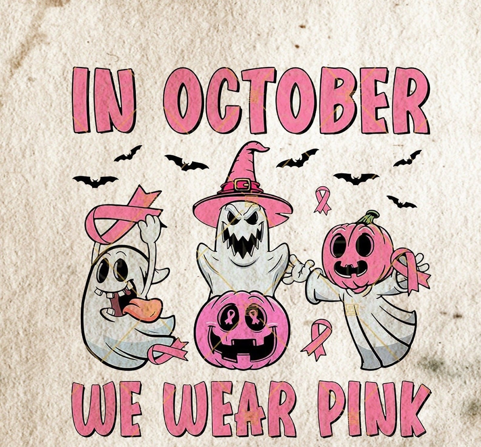 In October We Wear Pink Ghosts Sweatshirt - Brustkrebs Bewusstsein Shirt Damen