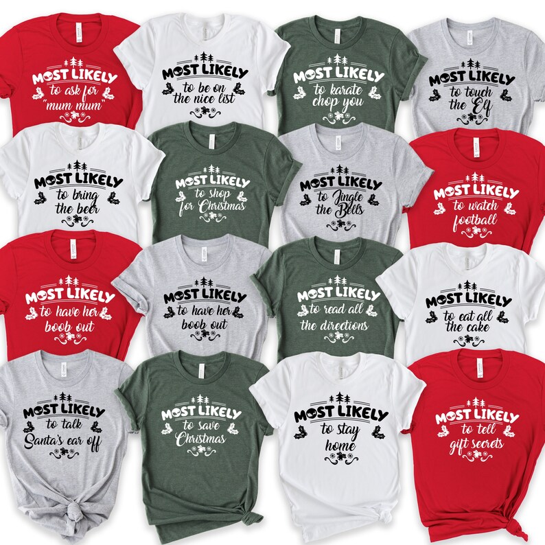 Most Likely Christmas Shirt Santa Custom Shirt Family  Etsy UK