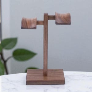 Walnut Headphone Stand - Dual Headset Holder - Headphone Display Rack -  Solid Wood - Gifts for Gamers, Streamers