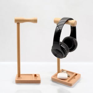 Universal Headphone Holder - wooden Headset Stand - Headphone Accessories - Gamer Gifts - Minimalist Design
