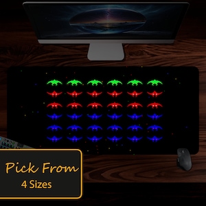 Klassische Retro 80er Jahre Space Alien Landinvasion Arcade Schreibtischmatte, Oldschool Gamer Mauspad, Retro Arbeitsplatz, Nostalgisches Dekor Büro Accessoire!