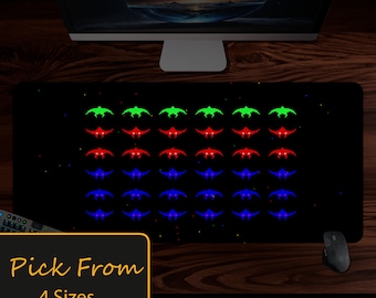 Classic Retro 80's Space Alien Invasion Arcade Desk Mat, Old school gamers Mouse Pad, Retro Workspace, Nostalgic Decor Office Accessory!