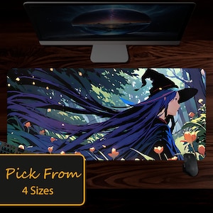 Garden witch desk mat, Enchanted Woods, witch desk decor, witchy gifts, rgb mousepad, gift for her him mom