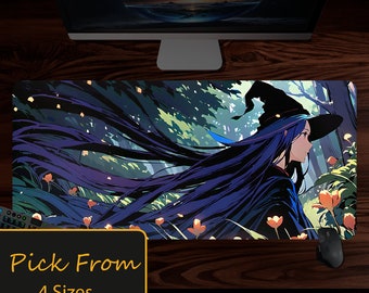 Garden witch desk mat, Enchanted Woods, witch desk decor, witchy gifts, rgb mousepad, gift for her him mom