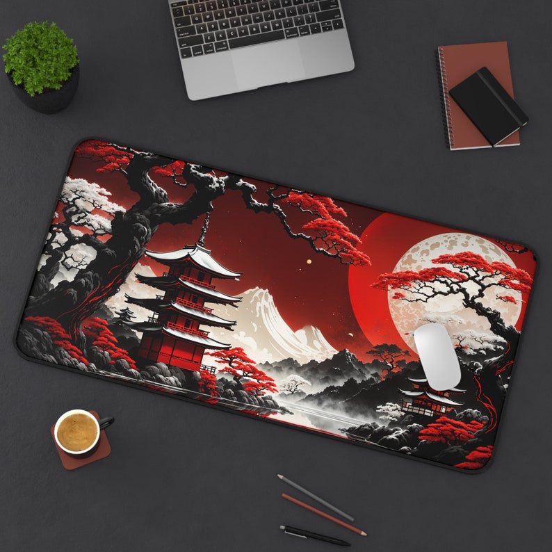 Japanese Fantasy Desk Mat, XL Gaming Mousepad and MTG Playmat, Office Decor image 10