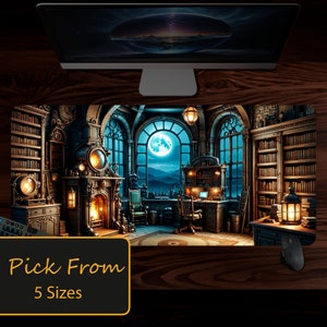 Dark Academia Deskmat, Wizard Mousepad, Enchanted Library Mat, Witchy Computer Gaming Desk Mat, Laptop Mat, Mystic Keyboard Pad