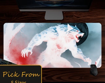 Heavens Hunter Desk Mat,  Werewolf Mouse Pad, Lycanthrope Desk Pad, MTG Large Gamer Mouse Pad, Horror Workspace, Office Accessory